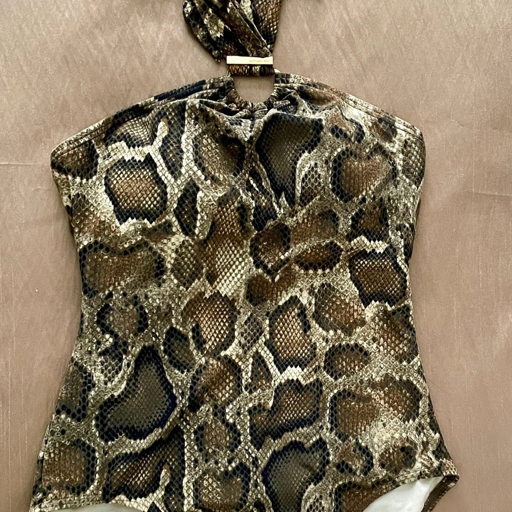 Michael Kors Snake print Swimsuit with gold accent